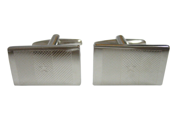 Silver Toned Etched Cameroon Flag Cufflinks
