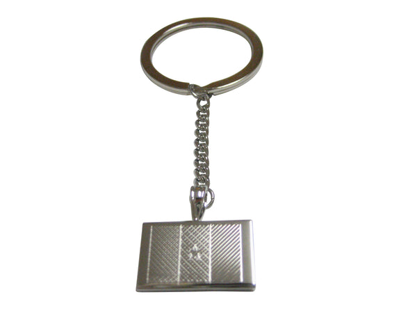 Silver Toned Etched Cameroon Flag Pendant Keychain