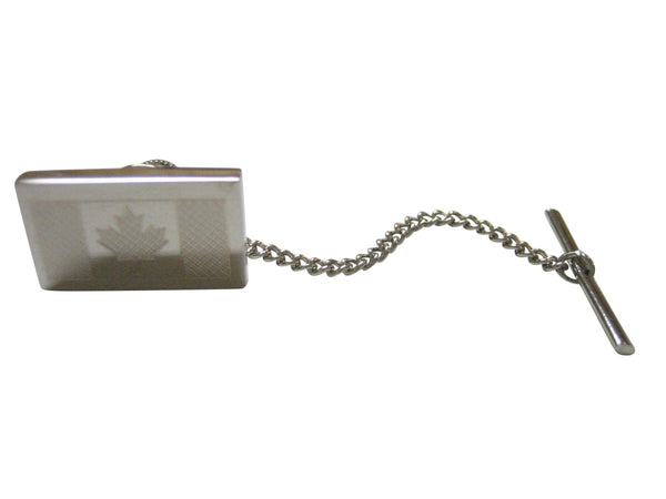 Silver Toned Etched Canada Flag Tie Tack