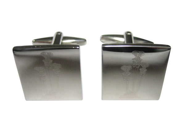 Silver Toned Etched Carnivorous Sarracenia Pitcher Plant Cufflinks