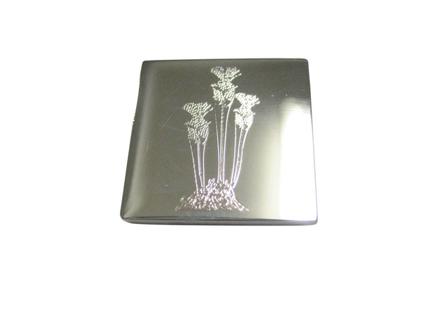 Silver Toned Etched Carnivorous Sarracenia Pitcher Plant Magnet