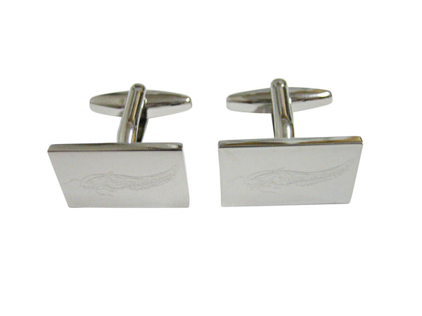 Silver Toned Etched Catfish Cufflinks