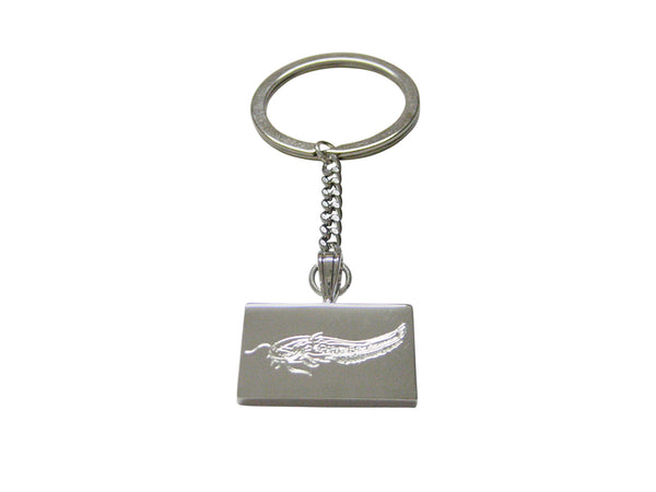 Silver Toned Etched Catfish Keychain