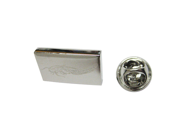 Silver Toned Etched Catfish Lapel Pin