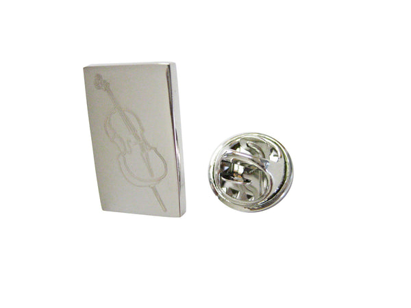 Silver Toned Etched Cello Music Instrument Lapel Pin