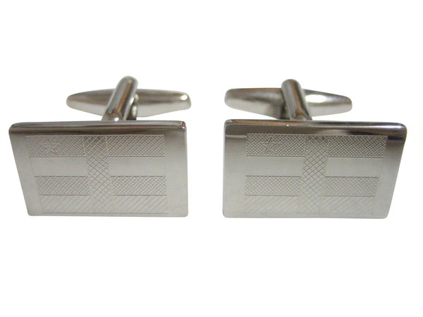 Silver Toned Etched Central African Republic Flag Cufflinks