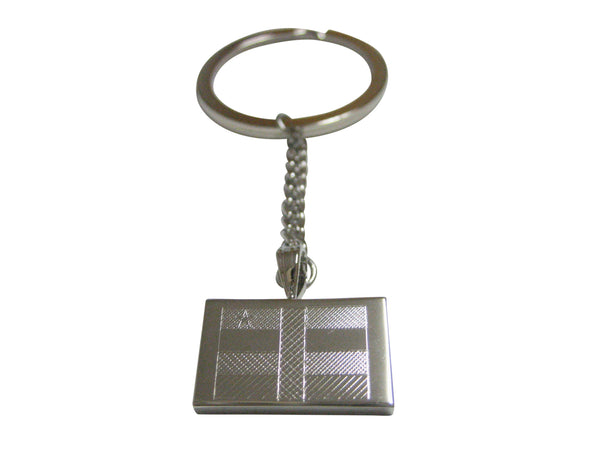 Silver Toned Etched Central African Republic Flag Pendant Keychain