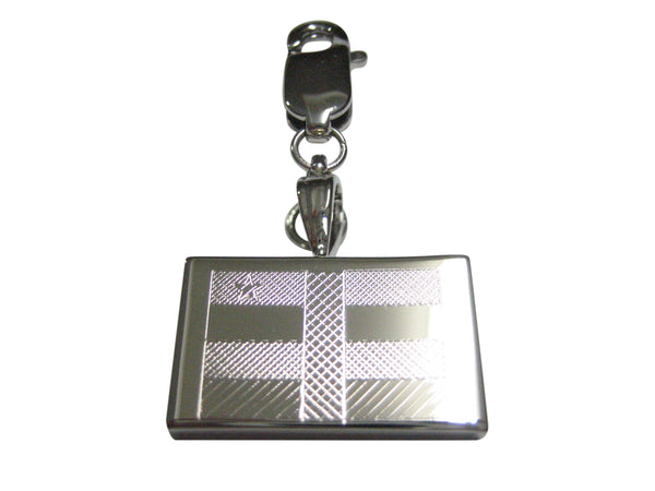 Silver Toned Etched Central African Republic Flag Pendant Zipper Pull Charm