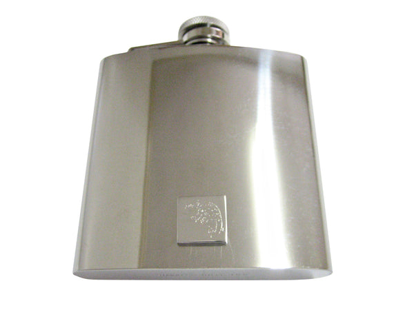Silver Toned Etched Chameleon 6 Oz. Stainless Steel Flask