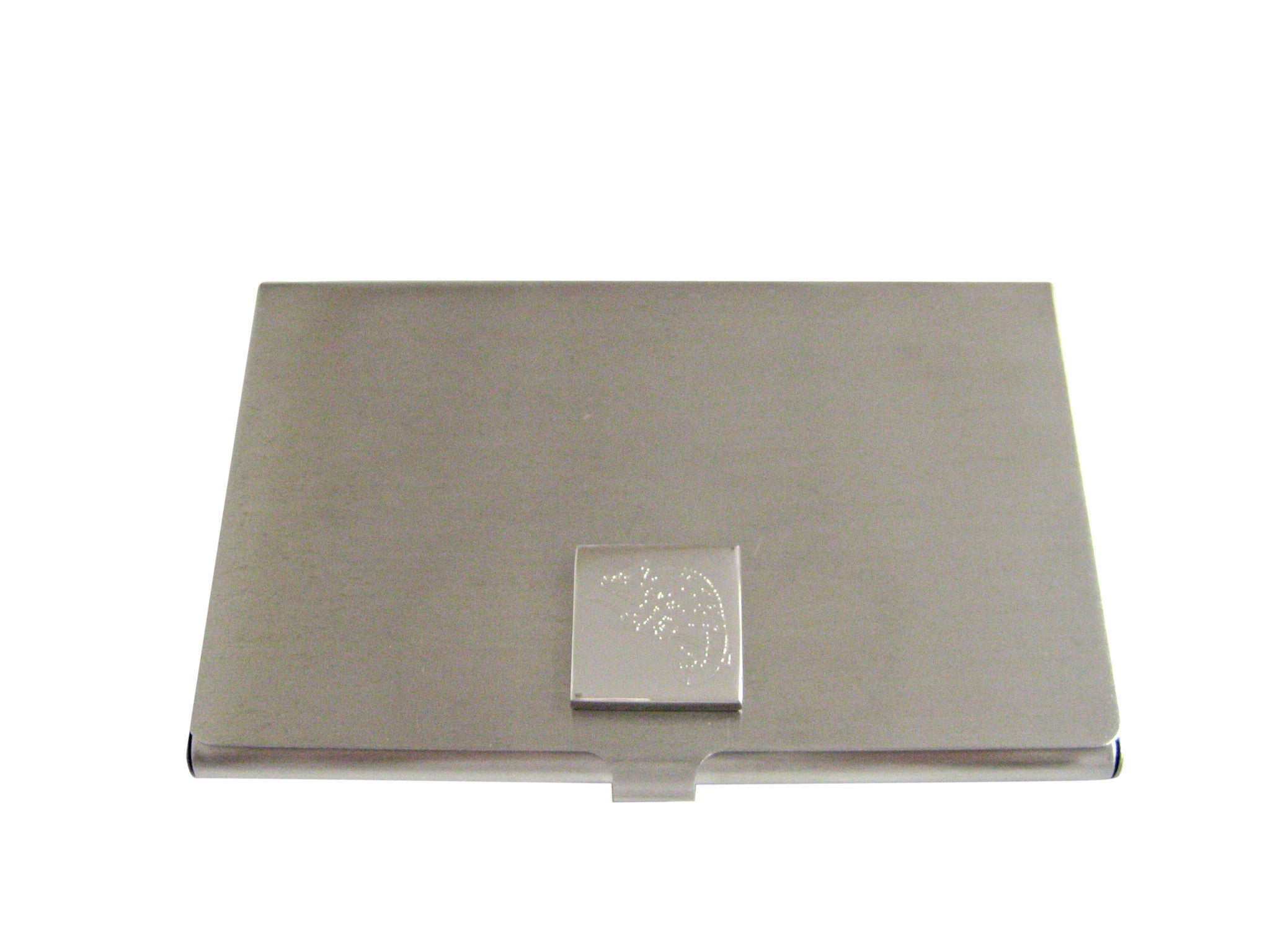 Silver Toned Etched Chameleon Business Card Holder