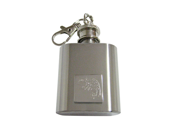 Silver Toned Etched Chameleon 1 Oz. Stainless Steel Key Chain Flask