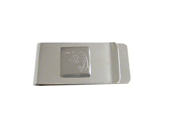 Silver Toned Etched Chameleon Money Clip