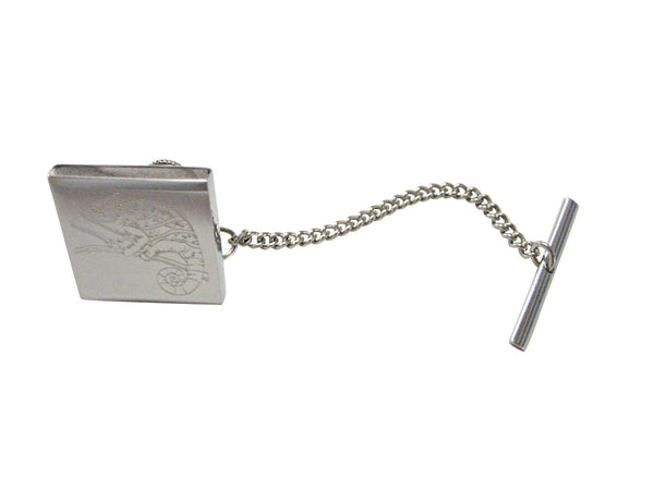 Silver Toned Etched Chameleon Tie Tack