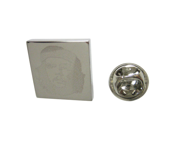 Silver Toned Etched Che Guevara Lapel Pin