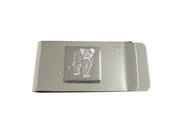 Silver Toned Etched Cheetah Cub Money Clip