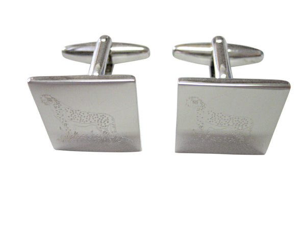 Silver Toned Etched Cheetah Cufflinks