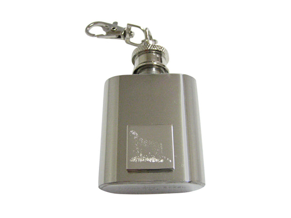 Silver Toned Etched Cheetah 1 Oz. Stainless Steel Key Chain Flask