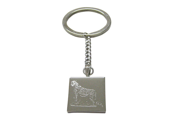 Silver Toned Etched Cheetah Keychain