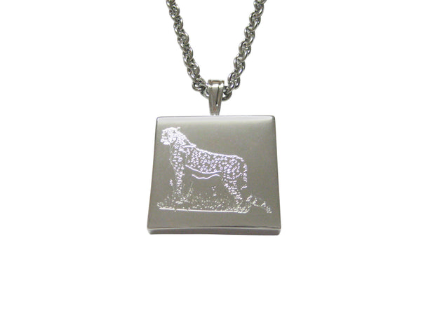 Silver Toned Etched Cheetah Pendant Necklace