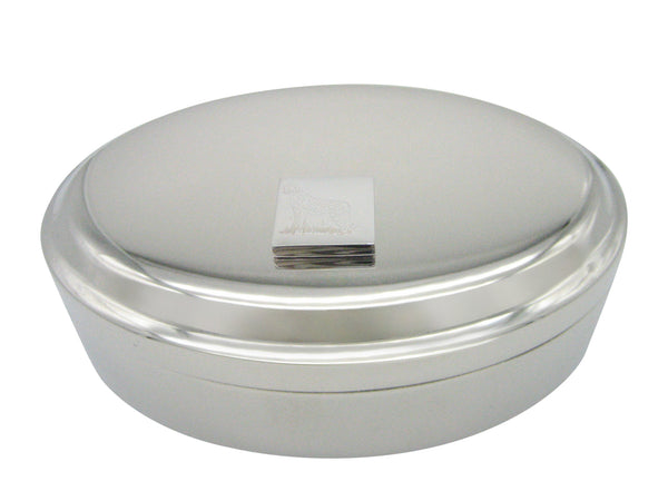 Silver Toned Etched Cheetah Pendant Oval Trinket Jewelry Box