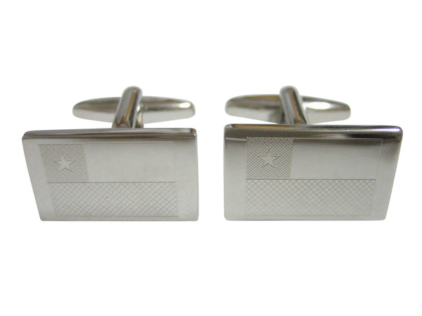Silver Toned Etched Chile Flag Cufflinks