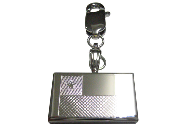 Silver Toned Etched Chile Flag Pendant Zipper Pull Charm