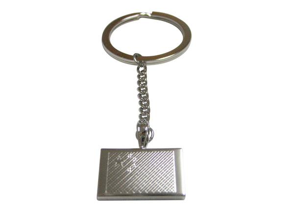 Silver Toned Etched China Flag Pendant Keychain