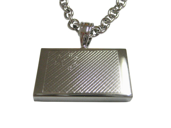 Silver Toned Etched China Flag Pendant Necklace