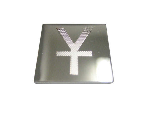 Silver Toned Etched Chinese Yuan Currency Sign Magnet