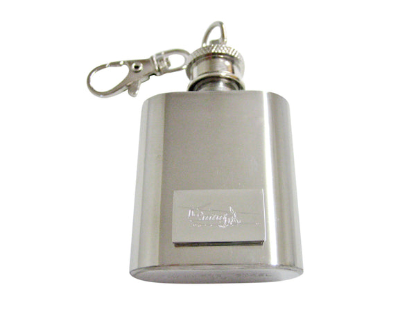 Silver Toned Etched Chinook Helicopter 1 Oz. Stainless Steel Key Chain Flask