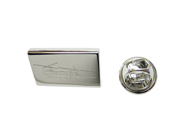 Silver Toned Etched Chinook Helicopter Lapel Pin