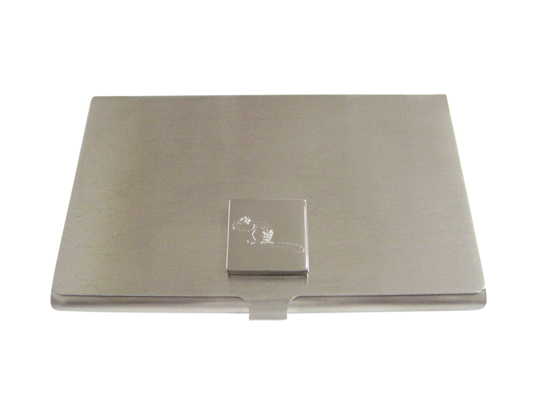 Silver Toned Etched Chipmunk Business Card Holder