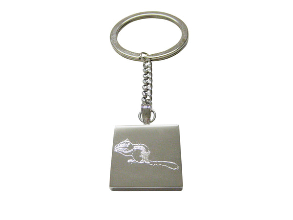 Silver Toned Etched Chipmunk Keychain