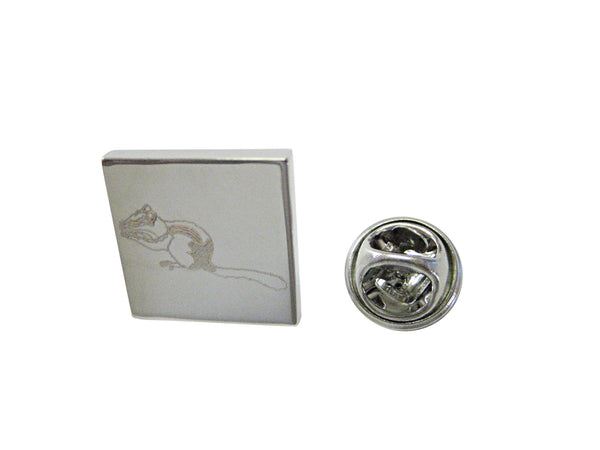Silver Toned Etched Chipmunk Lapel Pin