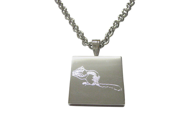 Silver Toned Etched Chipmunk Necklace