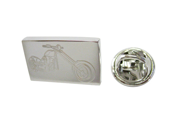 Silver Toned Etched Chopper Motorcycle Lapel Pin