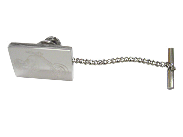 Silver Toned Etched Chopper Motorcycle Tie Tack
