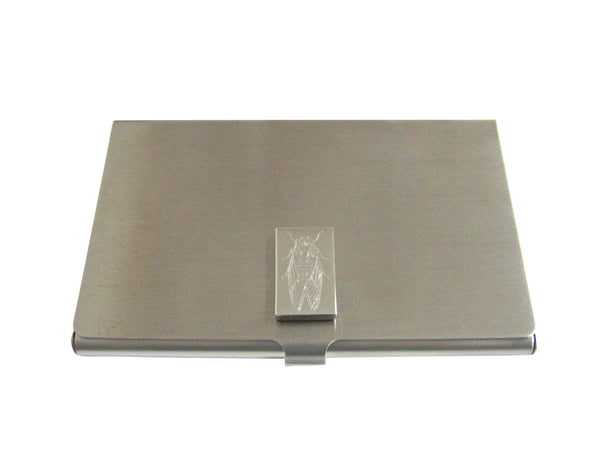 Silver Toned Etched Cicada Bug Business Card Holder