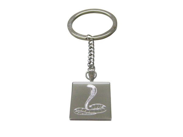 Silver Toned Etched Cobra Snake Keychain