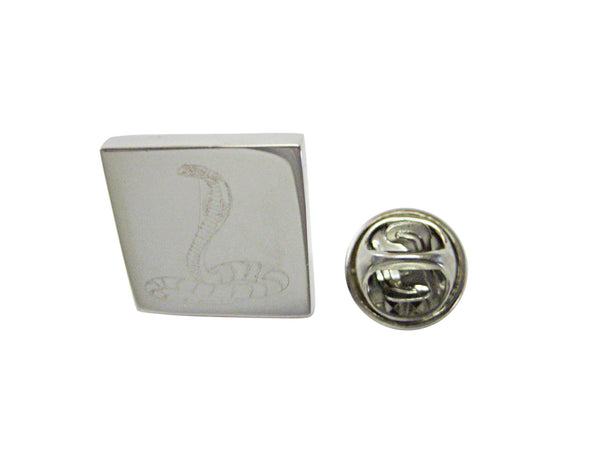 Silver Toned Etched Cobra Snake Lapel Pin