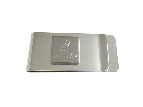 Silver Toned Etched Cobra Snake Money Clip