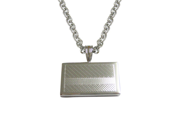 Silver Toned Etched Colombia Flag Pendant Necklace