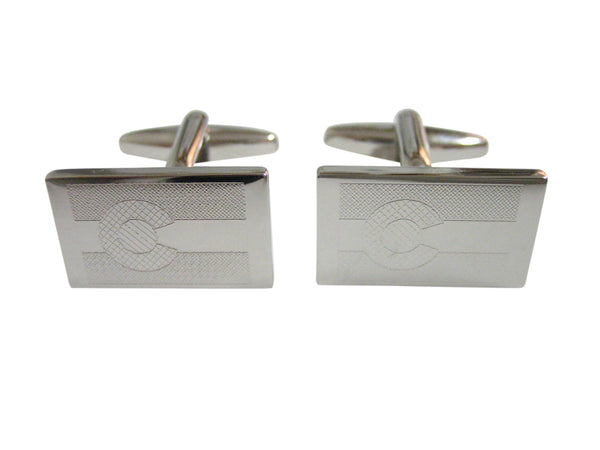 Silver Toned Etched Colorado State Flag Cufflinks