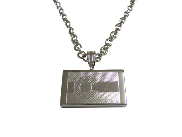 Silver Toned Etched Colorado State Flag Pendant Necklace