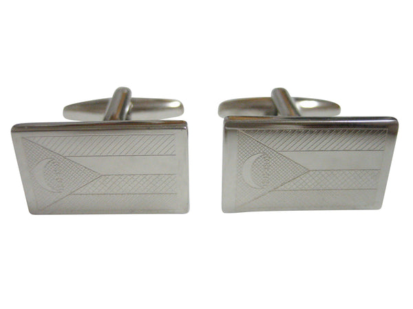Silver Toned Etched Comoros Flag Cufflinks