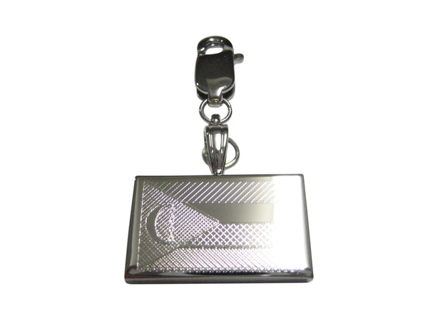 Silver Toned Etched Comoros Flag Pendant Zipper Pull Charm