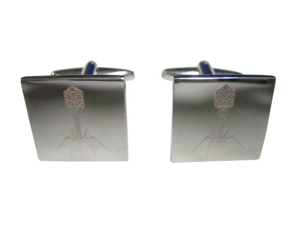 Silver Toned Etched Complex Virus Cufflinks