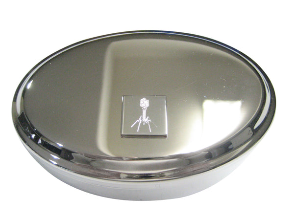 Silver Toned Etched Complex Virus Oval Trinket Jewelry Box