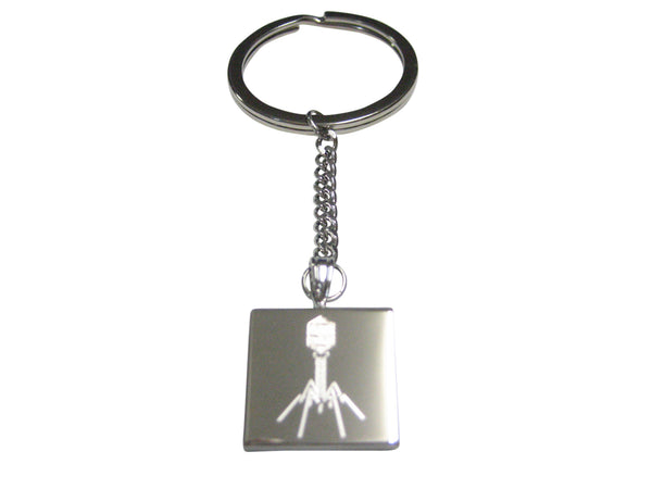 Silver Toned Etched Complex Virus Pendant Keychain