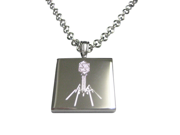 Silver Toned Etched Complex Virus Pendant Necklace